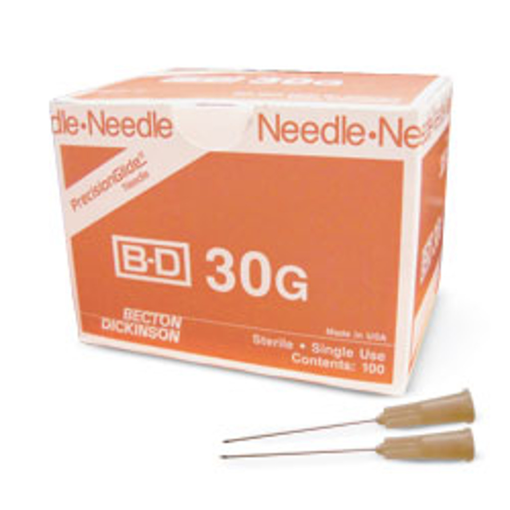 BD PrecisionGlide Needle Only 30g x 1 inch 100/Box (305128)